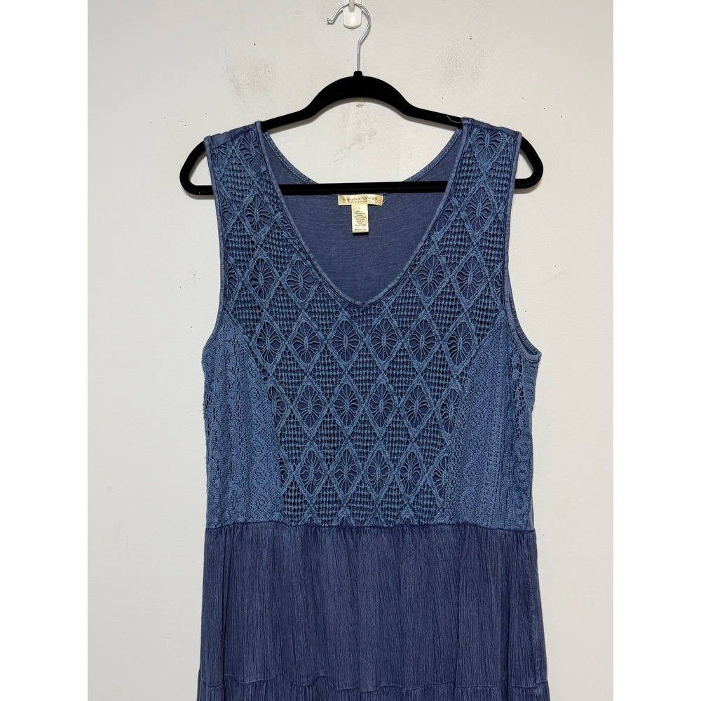 Studio West Blue Sleeveless Midi Dress with Crochet Bodice - Picture 4 of 15